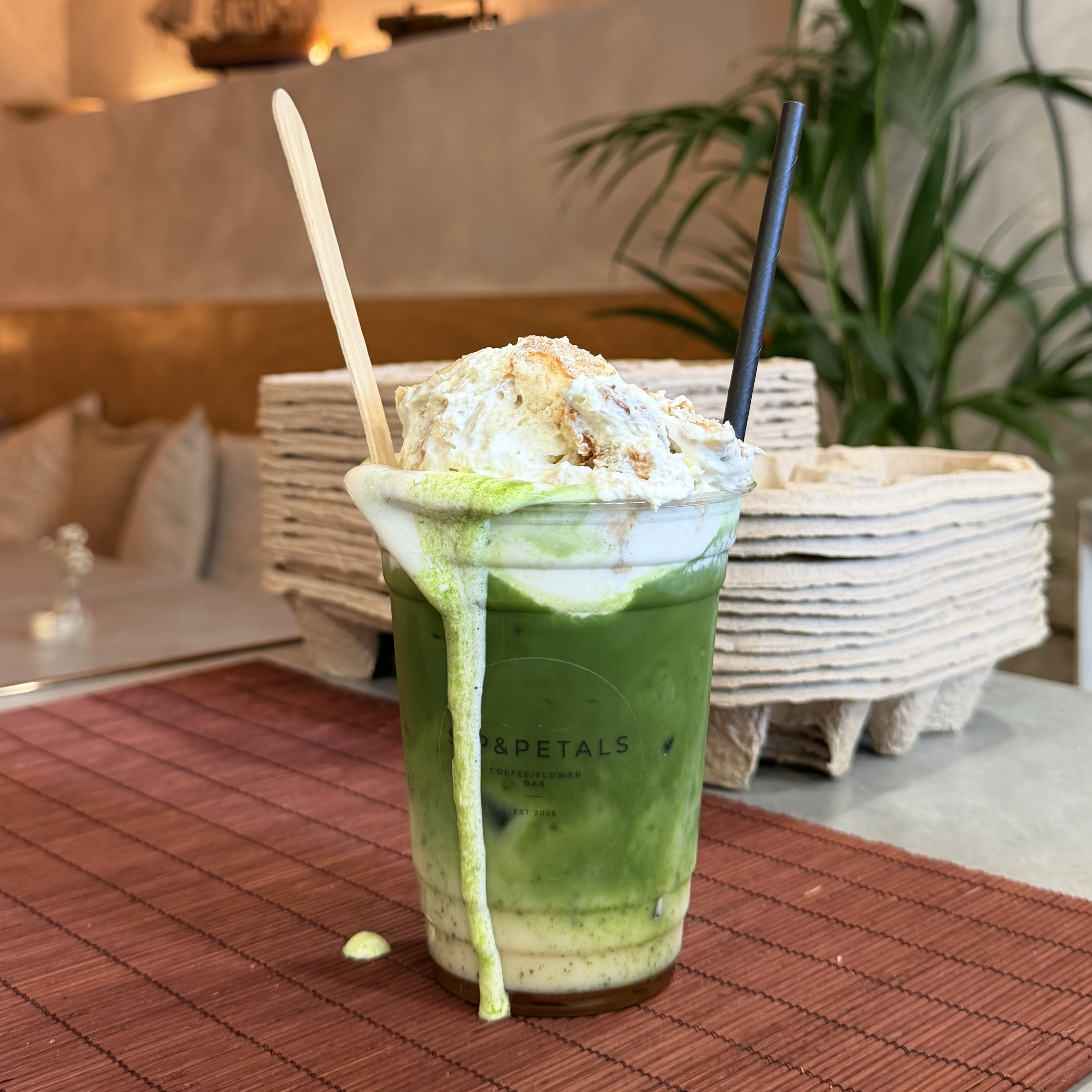 Tiramisu and matcha labeled